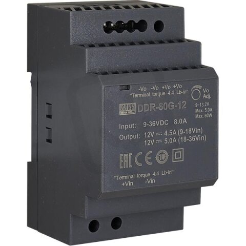 Měnič DC/DC na DIN 60W 15V MEAN WELL DDR-60G-15