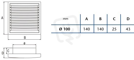 Venkovní mřížka Pevná mřížka B-10 CATA 01910200