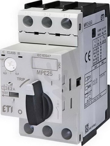Motorový spouštěč MPE25-0,63 3p 100kA (230V) 0,4-0,63A Irm=7,5A ETI 004648004