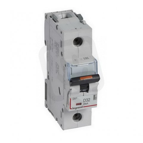 DX3 JISTIČ, 1 PÓLOVÝ, CHAR. D,32A 25KA LEGRAND 409810
