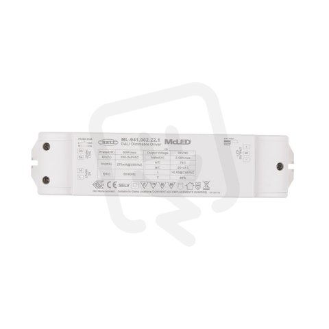 Napájecí zdroj 50W, DC24V/2,08A, IP20, řízení DALI a tlačítko