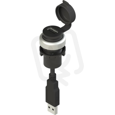 PIZZATO Zásuvka USB 2.0 s kabelem PVC 1,8 m a zástrčkou USB 2.0, chrom. kroužek