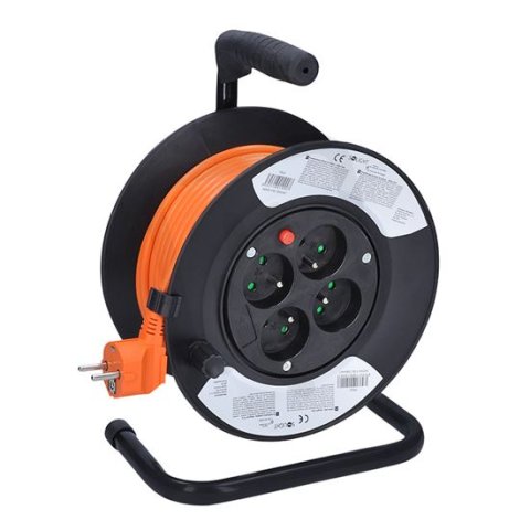4z prodlužovací přívod - na bubnu, 15m, oranžový kabel, 3x 1,0mm2 SOLIGHT PB22O