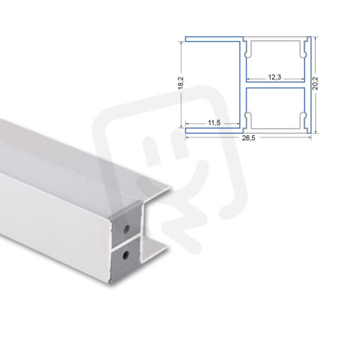 Nástěnný hliníkový profil NA 27x19mm bez difuzoru 1m MCLED ML-761.104.74.1