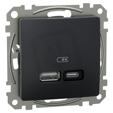 Rychlonabíječka, Sedna D/E, dvojitá USB A+C 21W, antracit SCHNEIDER SDD114405