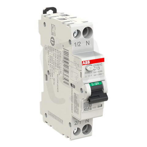 Chránič s jističem DS301C C13 F30 6kA, typ F, ABB 2CSR255563R1134