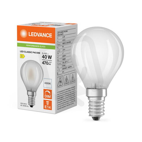 Světelný zdroj LED CLASSIC P DIM P 3.4W 840 Frosted E14 LEDVANCE 4099854847912
