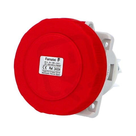 Vestavná zásuvka IP67/400V/63A/4P 6h, šikmá 10° - SpeedPRO FAMATEL 24334