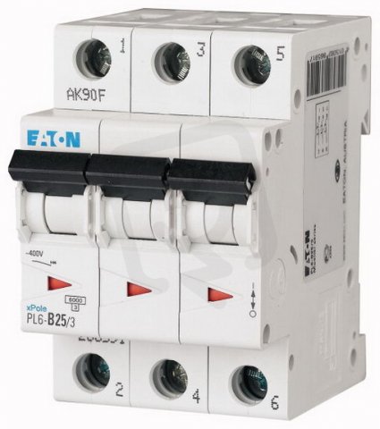 Jistič PL6-C25/3 char C, 3-pólový, 6kA, 25A EATON 286603