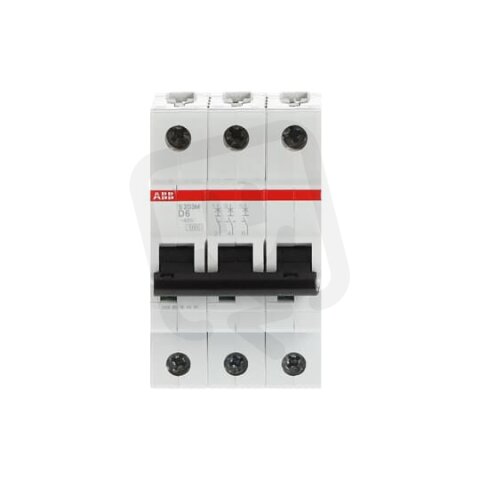 S203M-D6 3 fázový jistič 6 A char. D 10kA ABB 2CDS273001R0061