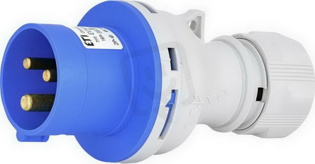 Průmyslová vidlice na pohyblivý přívod 1F, IP44, 16A, 230V, 2p+PE ETI 004482016