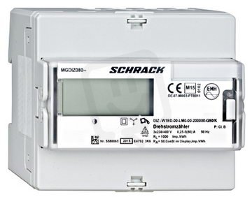 Digitální elektroměr 80A, 3fázový, 2tarify, MID SCHRACK MGDIZ080-Z