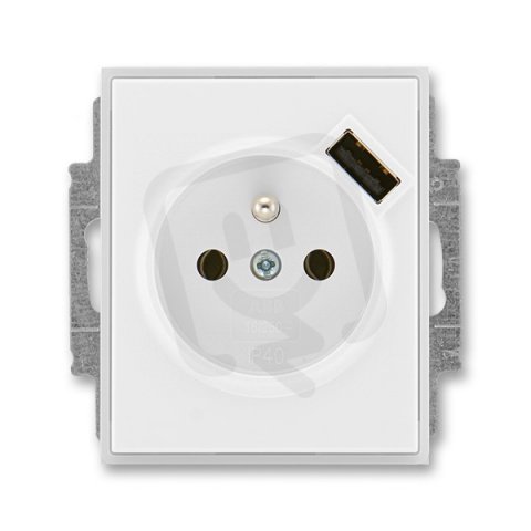 Zásuvka s clon s USB nabíjením 5569E-A02357 01 bílá/ledová bílá Element Time ABB