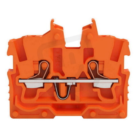 2vodičová průchozí svorka Mini, s ovládacím tlačítkem, 1 mm2, Oranžová