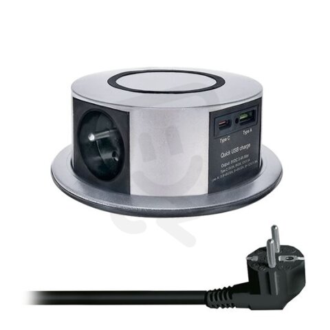 3z + USB A+C 20W PD, Wireless 10W, výsuv