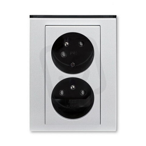 ABB LEVIT M Dvojzásuvka s clonkami(5513H-C02357 70)titanová/kouřová černá BLISTR