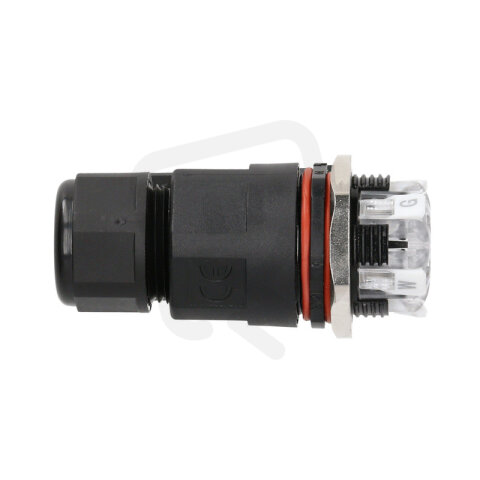 Kabelová rovná přívodka, 5pinů, IP68, páčky se značením +, B, R, G, W