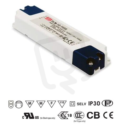 Proudový zdroj pro LED 13W 700mA MEAN WELL PLM-12-700