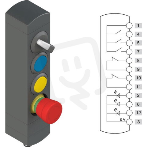 Ovládací jednotka BN 4 prvky (konfigurace A70) Konektor M12,12 pólů, IP65