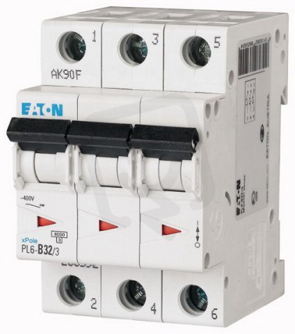 Jistič PL6-C32/3 char C, 3-pólový, 6kA, 32A EATON 286604