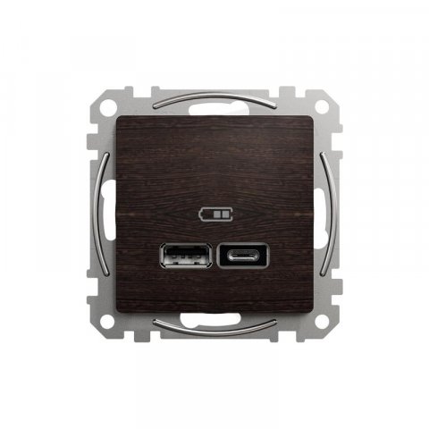 Sedna D/E Dvojitá USB A+C nabíječka 2.4A, Wenge SCHNEIDER SDD181402