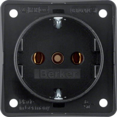 Zásuvka SCHUKO, Integro přístroj, černá mat BERKER 9418505