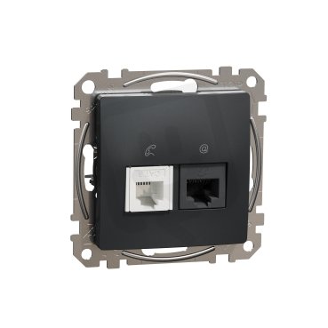 Sedna D/E Datová zásuvka RJ45 kat.5e UTP+RJ11 Antracit SCHNEIDER SDD114458