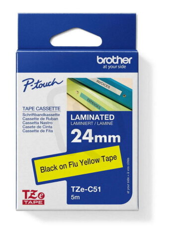 Páska BROTHER TZe-C51, signální žlutá/černá (24mm)