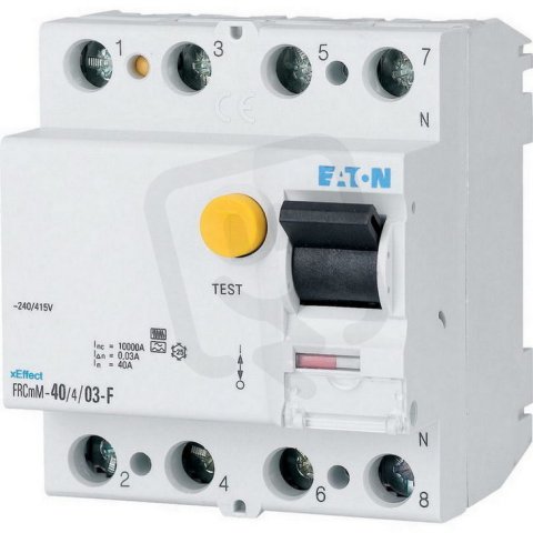 Proudový chránič 10kA FRCmM-100/4/003-G/F 4-pólový 0,03A 100A EATON 187412
