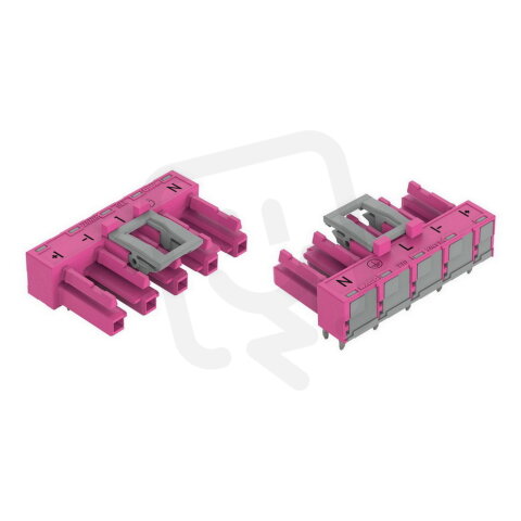 Zásuvka na desky plošných spojů, úhlové, 5pól., Růžová