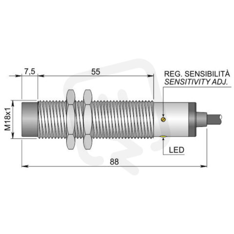 Kapacitní senzor d18 mm AECO SC18SM-CE10 NPN NO+NC LC10