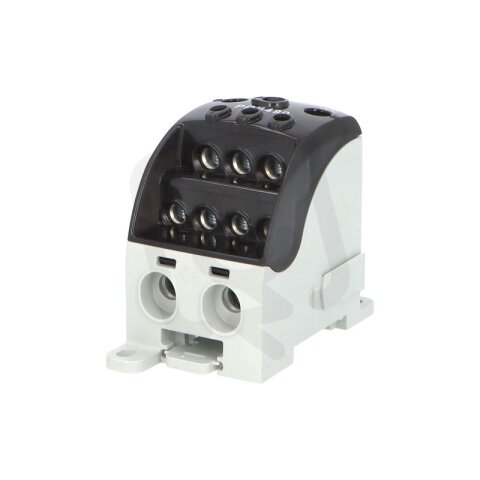 Blok pro rozdělení fází PDB 490, 1pól., 490A, 690V, černý/průhl. víko, na DIN