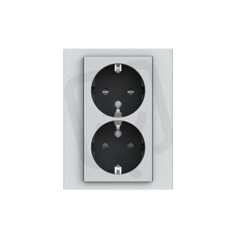 Dvojzásuvka ABB LEVIT M s clonkami bezšroub titanová/kouř.černá 5522H-C03458 70W