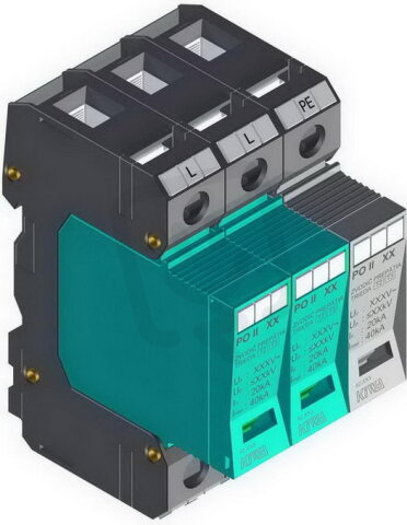 Přepěťová ochrana PO II 2+1 280V/40kA, modulární, vyměnitelná, C+D