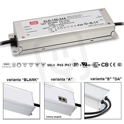 Stmívatelný napěťový zdroj 150W 36V 4,17A MEAN WELL ELG-150-36DA