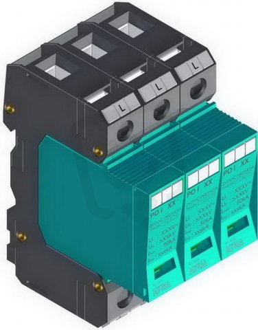 Přepěťová ochrana PO I 3 280V/12,5kA, modulární, vyměnitelná, B+C+D