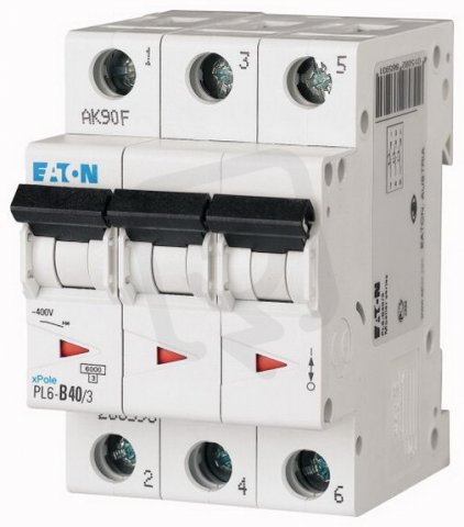 Jistič PL6-C40/3 char C, 3-pólový, 6kA, 40A EATON 286605