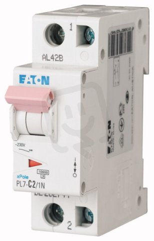Jistič PL7-D2/1N, char D, 1+N-pólový, 10kA, 2A EATON 262753