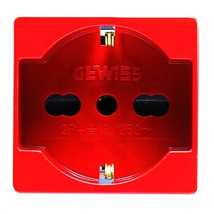 SYSTEM Modul zásuvky 2P+E 16A 250V, IT/DE, červená GEWISS GW20296
