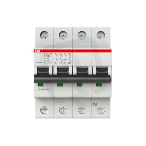 ABB S203-Z20NA jistič 3F odpojení N vodiče (3+NA) 20 A char. Z 6kA