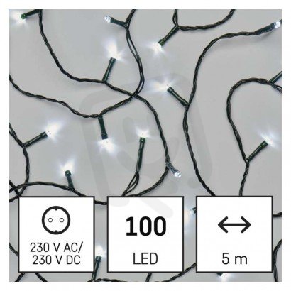 LED vánoční řetěz, 5 m, vnitřní, studená bílá