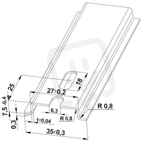 Lišta TH 35x7,5 - 2000 mm, perforovaná, NEREZ, 6,3x18mm, cena za kus E151451