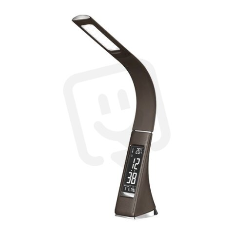 LED stolní lampička s displayem, 6W, 4100K, kůže, hnědá SOLIGHT WO46-H