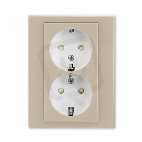 ABB Levit Dvojzásuvka SCHUKO s clonkami macchiato/bílá 5522H-C03457 18