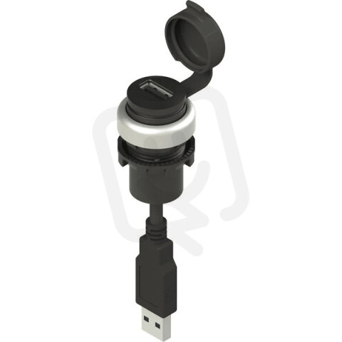 Zásuvka USB 2.0 - Kabel 5 m; Chromový kr