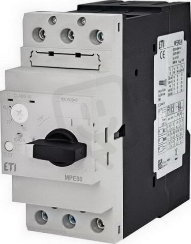 Motorový spouštěč MPE80-80, 3p, 80A, 60kA (230V), 65-80A ETI 004648018