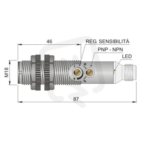 Optoelektronický senzor d18 mm AECO FT18SP-CR H
