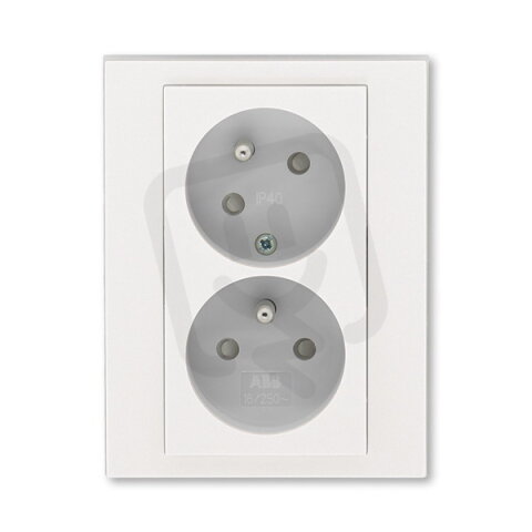 ABB LEVIT M Dvojzásuvka s clonkami (5513H-C02357 68)perleťová/ledová bílá BLISTR