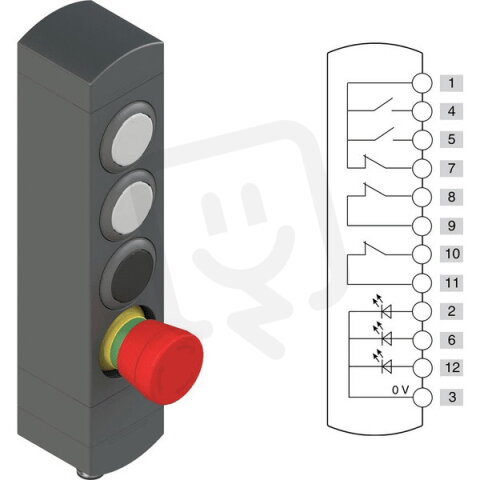 Ovládací jednotka BN 4 prvky (konfigurace A76) Konektor M12,12 pólů, IP65