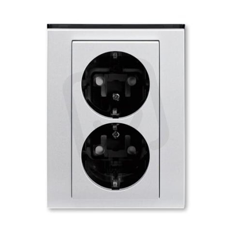 ABB Levit M Dvojzásuvka SCHUKO s clonkami titanová/kouř. černá 5522H-C03457 70